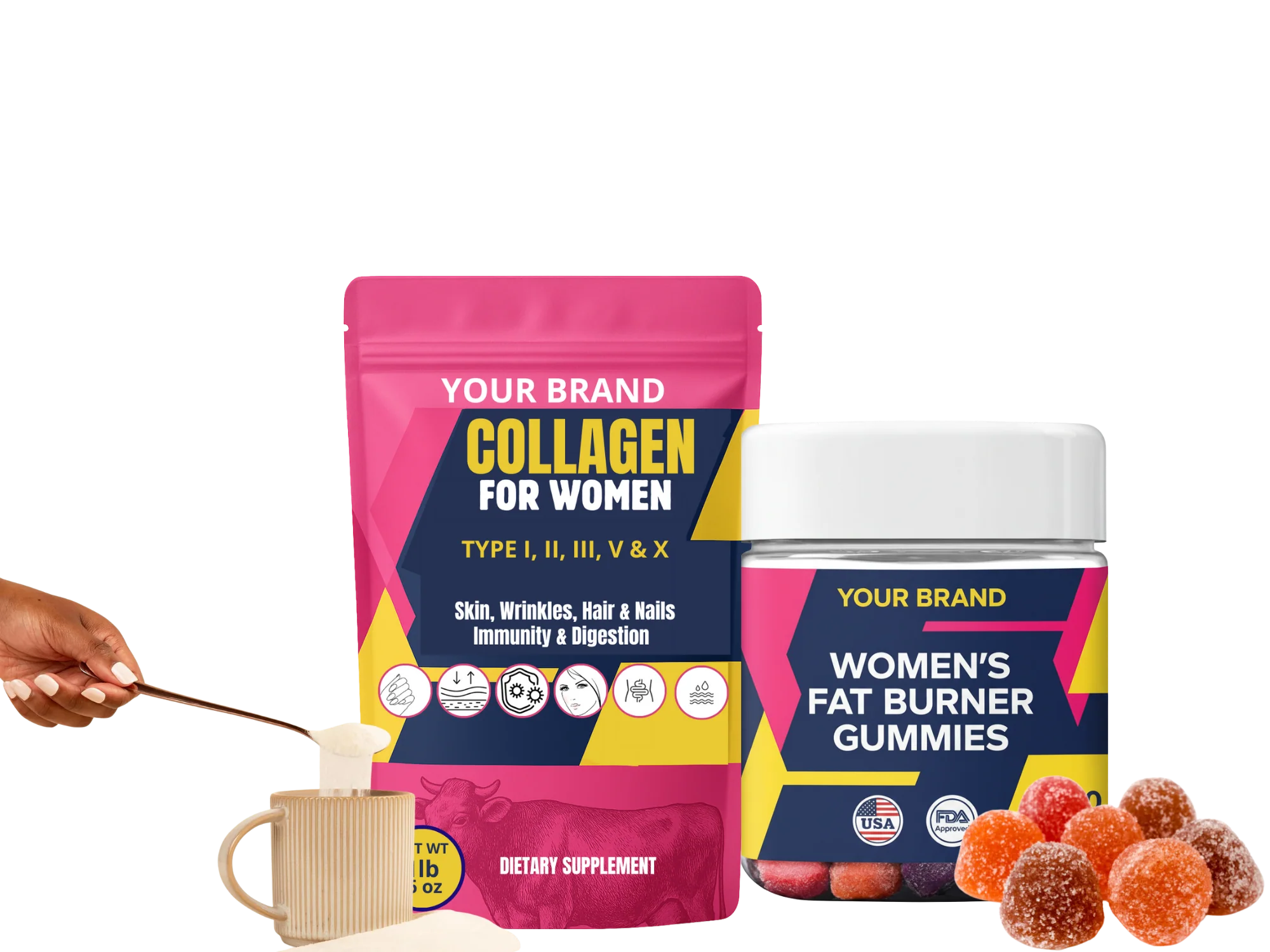 Collagen pouch and Women's Fat Burner Gummies